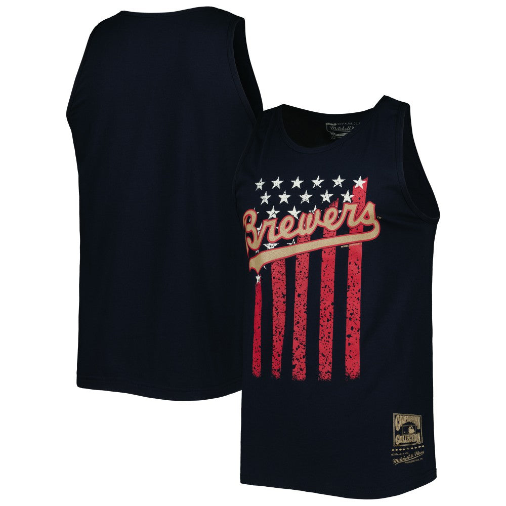 MLB Milwaukee Brewers Mitchell & Ness Cooperstown Collection Stars and Stripes Tank Top