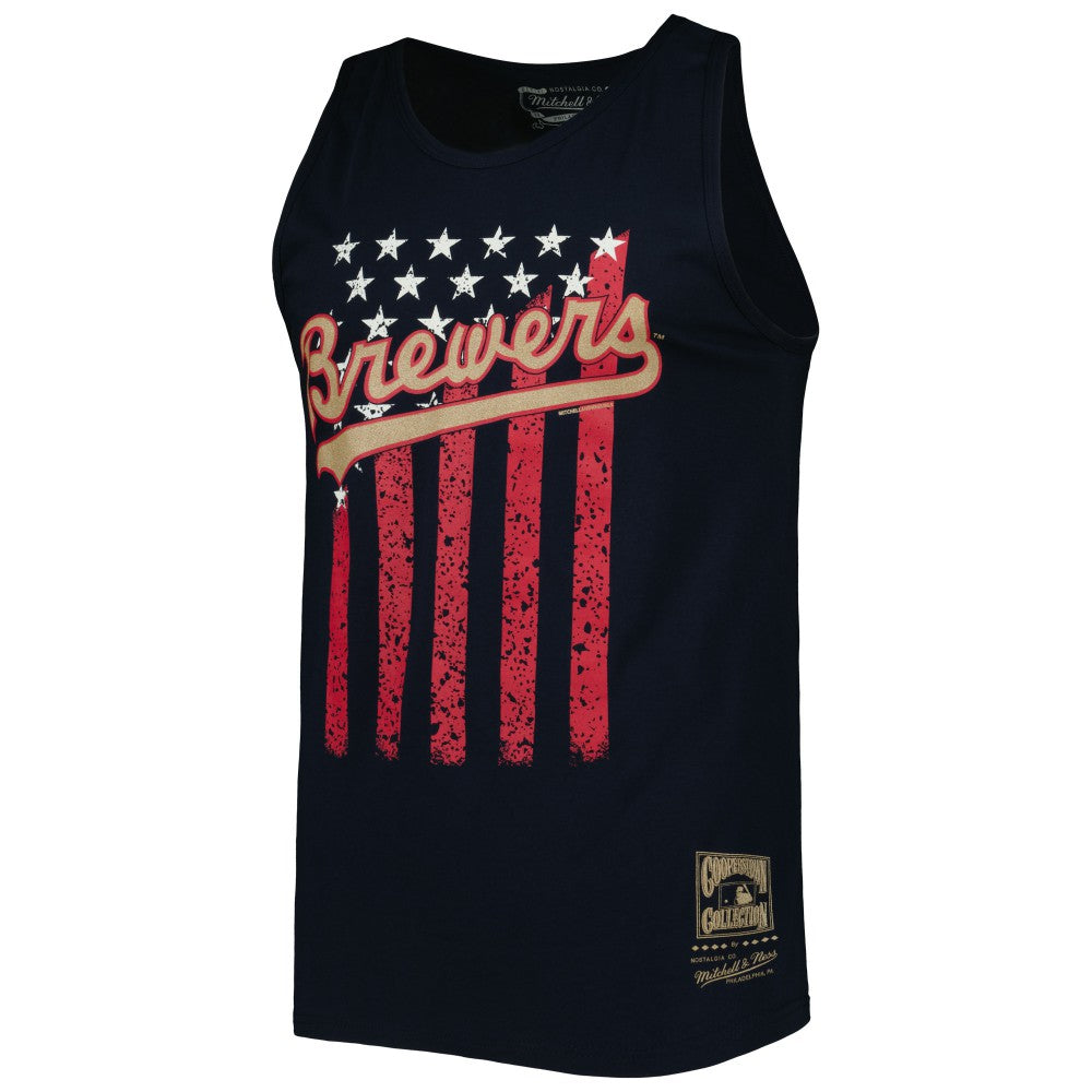 MLB Milwaukee Brewers Mitchell & Ness Cooperstown Collection Stars and Stripes Tank Top
