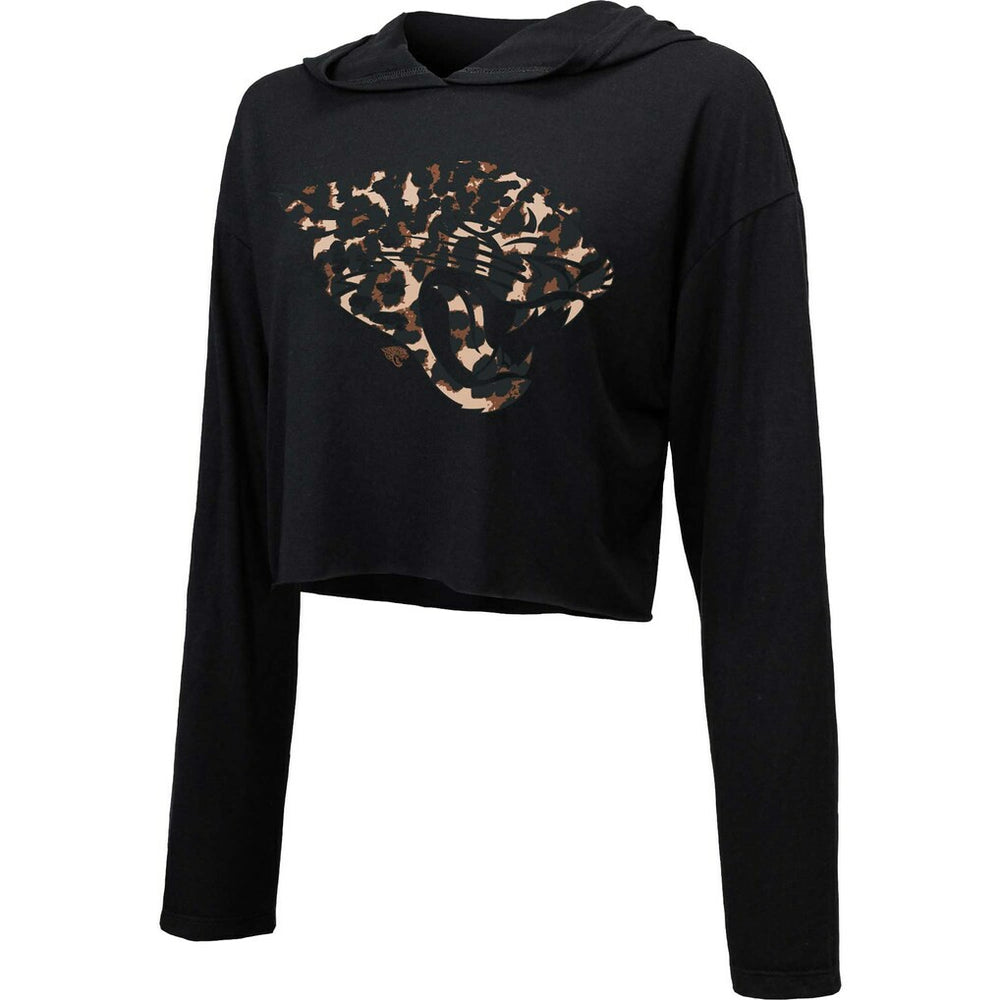Majestic Threads Women's Leopard Cropped Pullover Hoodie - Jacksonville Jaguars