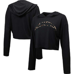 Majestic Threads Women's Leopard Cropped Pullover Hoodie - Los Angeles Chargers