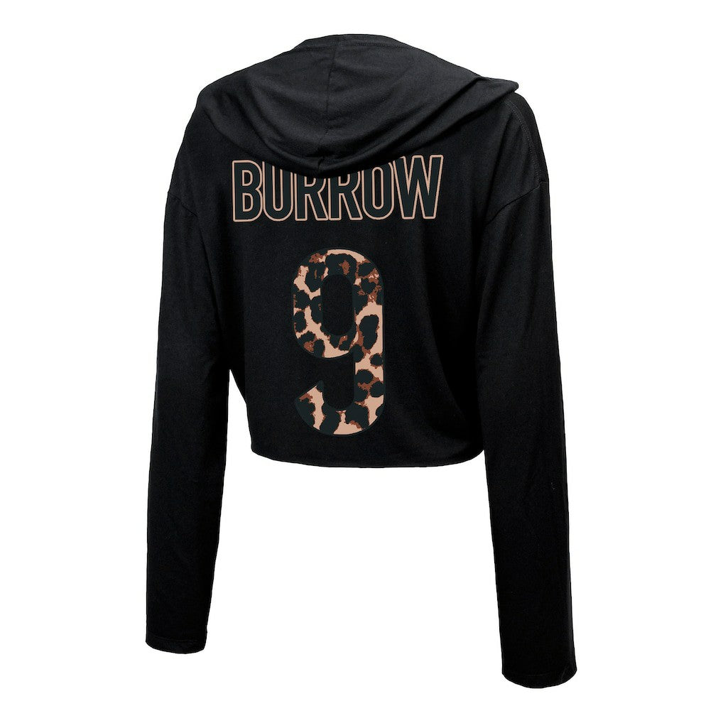 Joe Burrow  Majestic Threads Women's Leopard Player Name & Number Long Sleeve Cropped Hoodie - Cincinnati Bengals