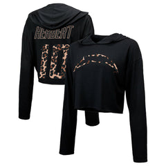 Justin Herbert  Majestic Threads Women's Leopard Player Name & Number Long Sleeve Cropped Hoodie - Los Angeles Chargers