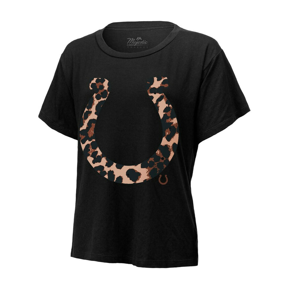 Jonathan Taylor  Majestic Threads Women's Leopard Player Name & Number T-Shirt - Indianapolis Colts
