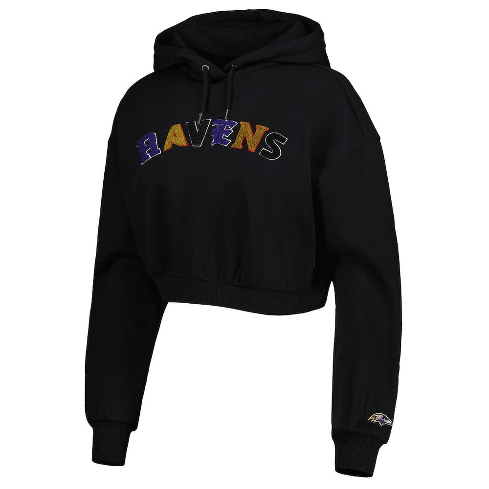 The Wild Collective Women's Cropped Pullover Hoodie - Baltimore Ravens