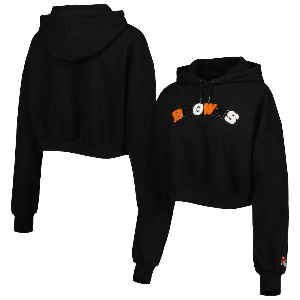 The Wild Collective Women's Cropped Pullover Hoodie - Cleveland Browns