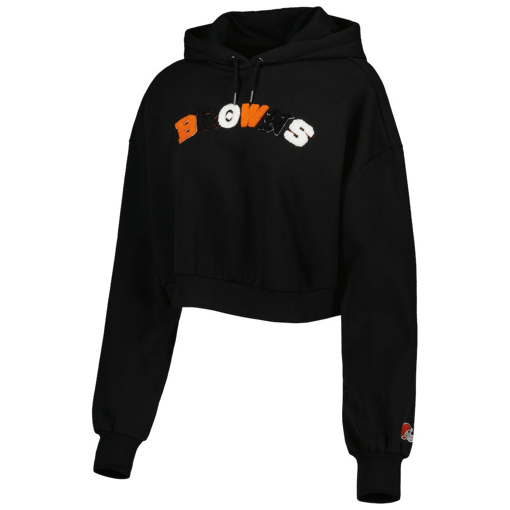 The Wild Collective Women's Cropped Pullover Hoodie - Cleveland Browns