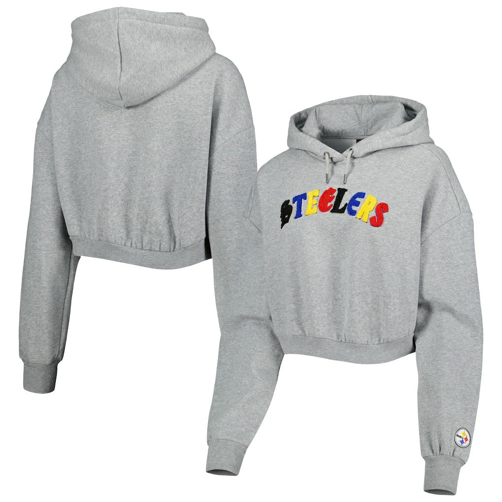 The Wild Collective Women's Cropped Pullover Hoodie - Pittsburgh Steelers