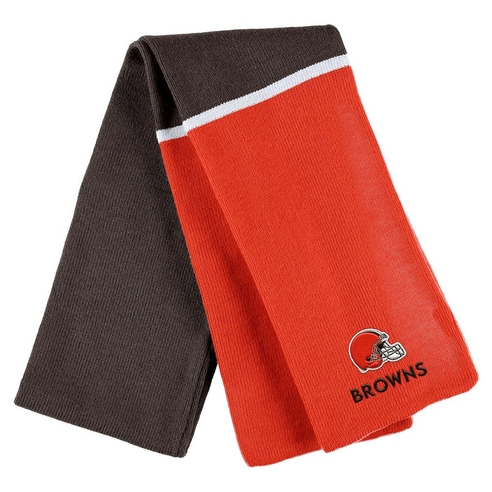 WEAR by Erin Andrews Women's Colorblock Cuffed Knit Hat with Pom and Scarf Set - Cleveland Browns
