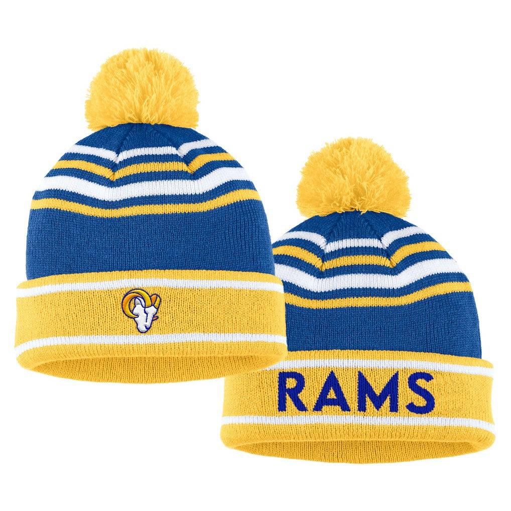 WEAR by Erin Andrews Women's Colorblock Cuffed Knit Hat with Pom and Scarf Set - Los Angeles Rams