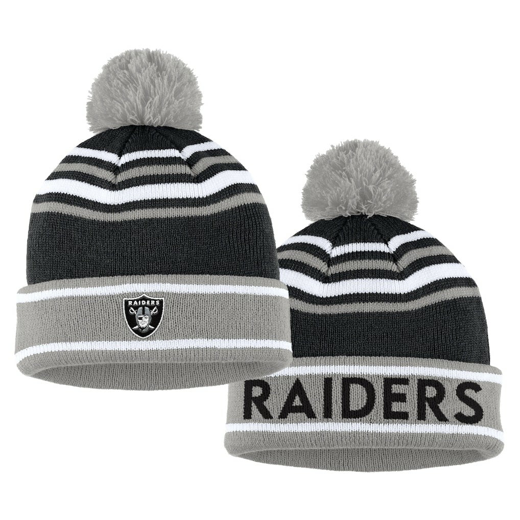 WEAR by Erin Andrews Women's Colorblock Cuffed Knit Hat with Pom and Scarf Set - Las Vegas Raiders