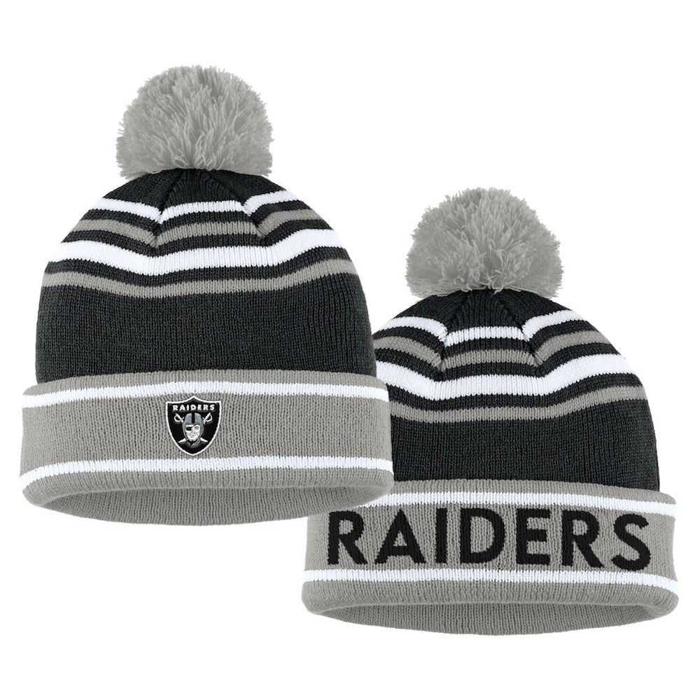 WEAR by Erin Andrews Women's Colorblock Cuffed Knit Hat with Pom and Scarf Set - Las Vegas Raiders