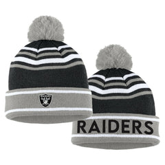 WEAR by Erin Andrews Women's Colorblock Cuffed Knit Hat with Pom and Scarf Set - Las Vegas Raiders