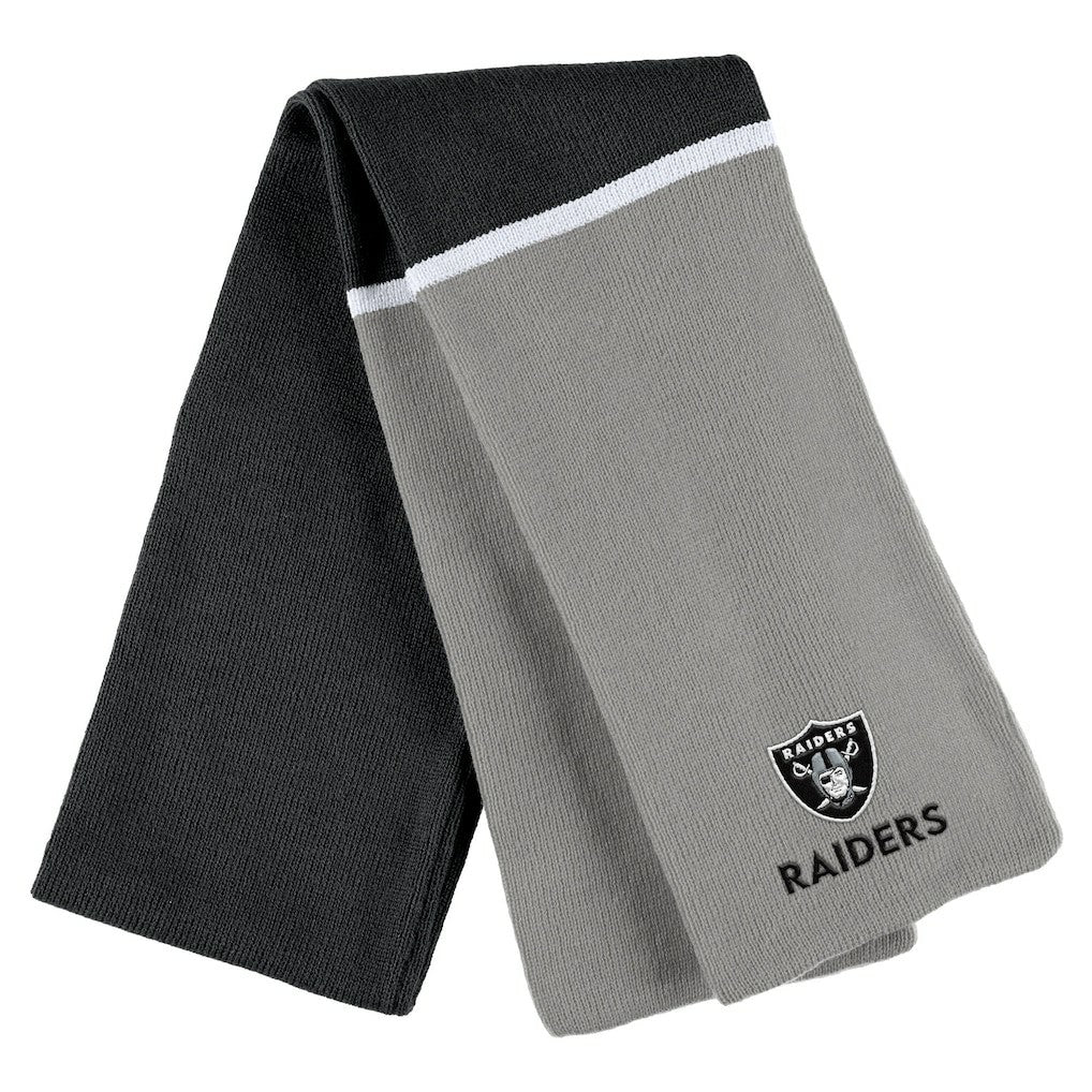 WEAR by Erin Andrews Women's Colorblock Cuffed Knit Hat with Pom and Scarf Set - Las Vegas Raiders