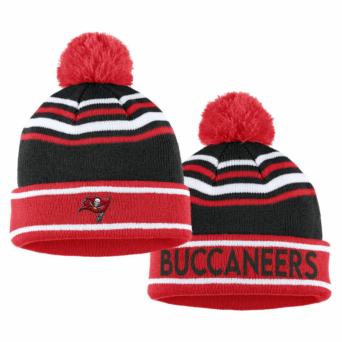 WEAR by Erin Andrews Women's Colorblock Cuffed Knit Hat with Pom and Scarf Set - Tampa Bay Buccaneers