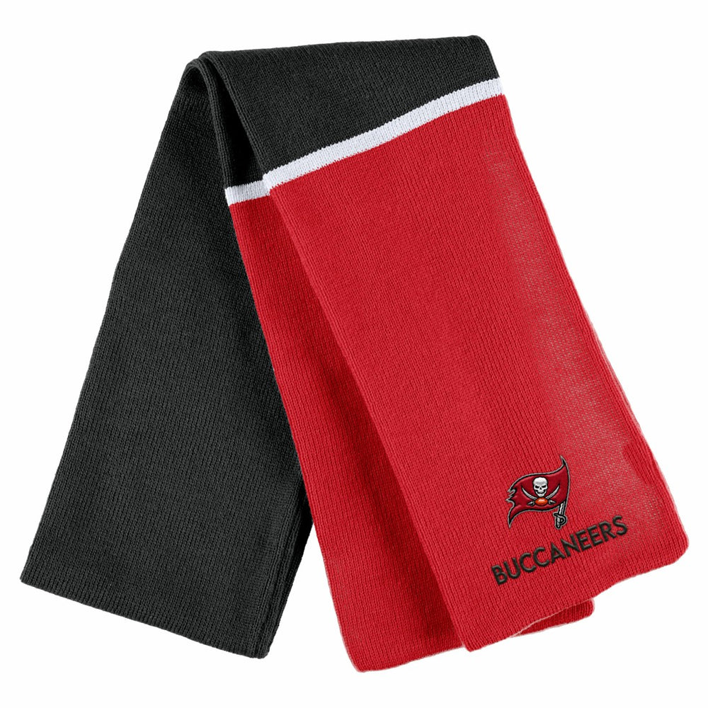 WEAR by Erin Andrews Women's Colorblock Cuffed Knit Hat with Pom and Scarf Set - Tampa Bay Buccaneers