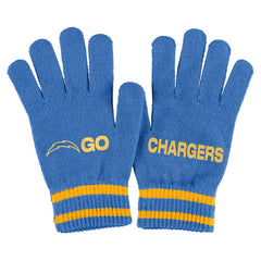 WEAR by Erin Andrews Women's Double Jacquard Cuffed Knit Hat with Pom and Gloves Set - Los Angeles Chargers