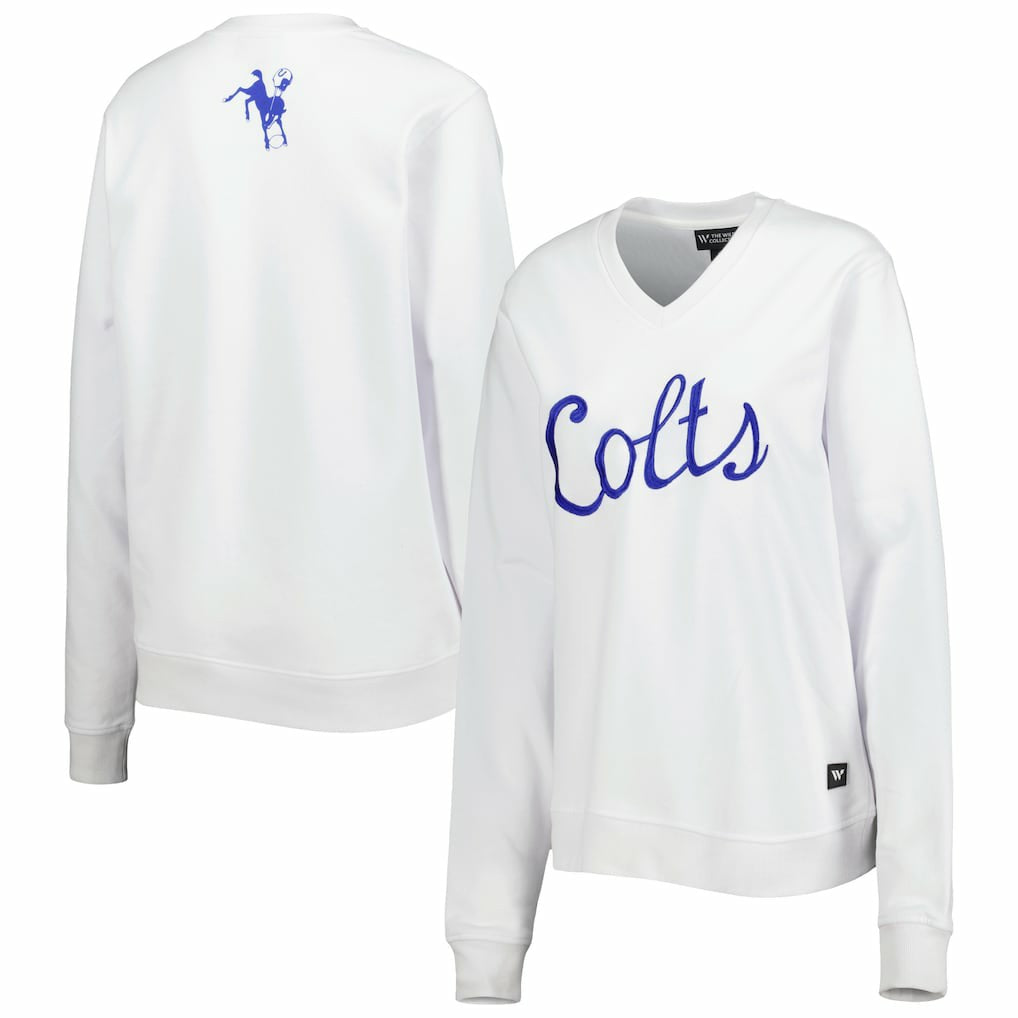 The Wild Collective Women's Cheer V-Neck Fleece Pullover Sweatshirt - Indianapolis Colts