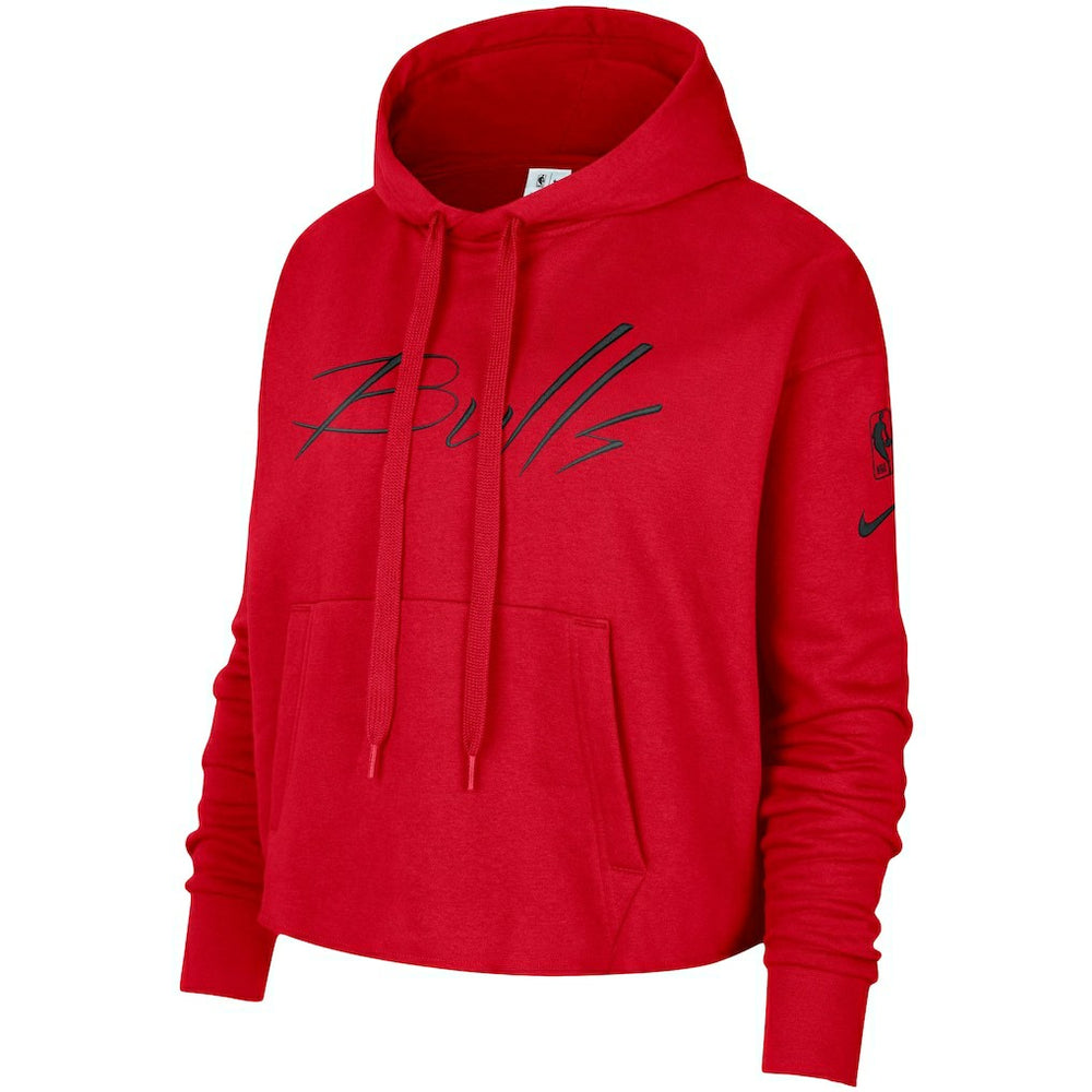 NBA Chicago Bulls Women's Split Flip Courtside Cropped Pullover Hoodie