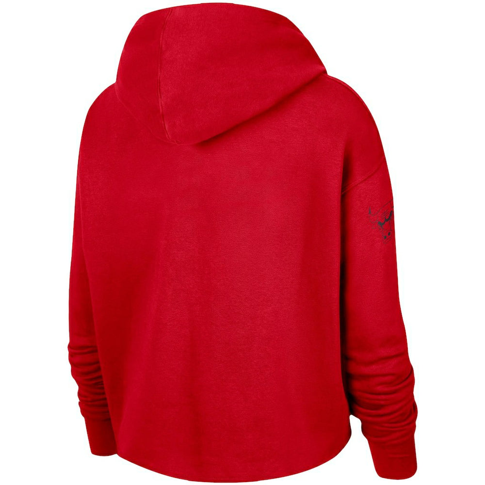 NBA Chicago Bulls Women's Split Flip Courtside Cropped Pullover Hoodie