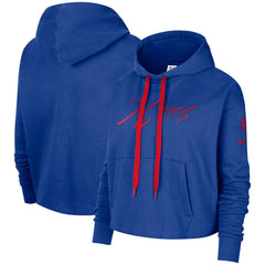 NBA Philadelphia 76ers Women's Split Flip Courtside Cropped Pullover Hoodie