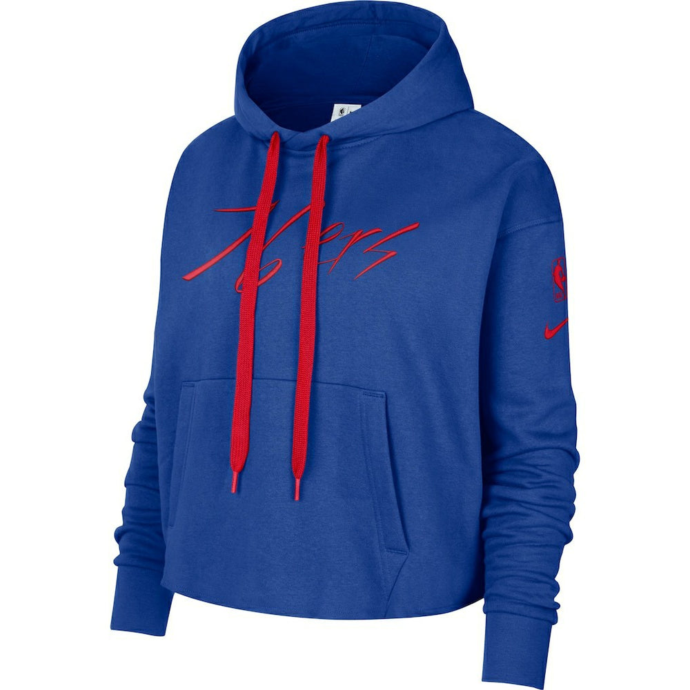 NBA Philadelphia 76ers Women's Split Flip Courtside Cropped Pullover Hoodie