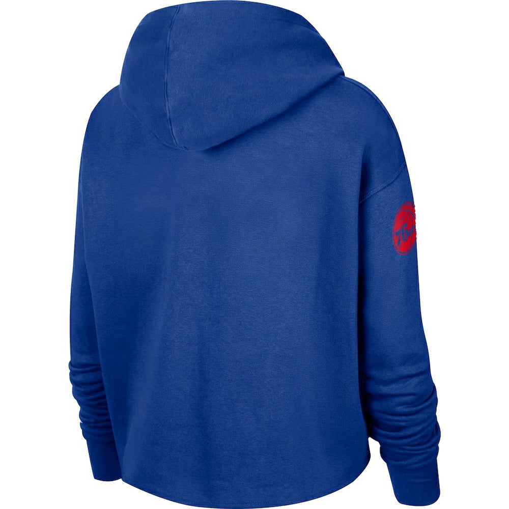 NBA Philadelphia 76ers Women's Split Flip Courtside Cropped Pullover Hoodie