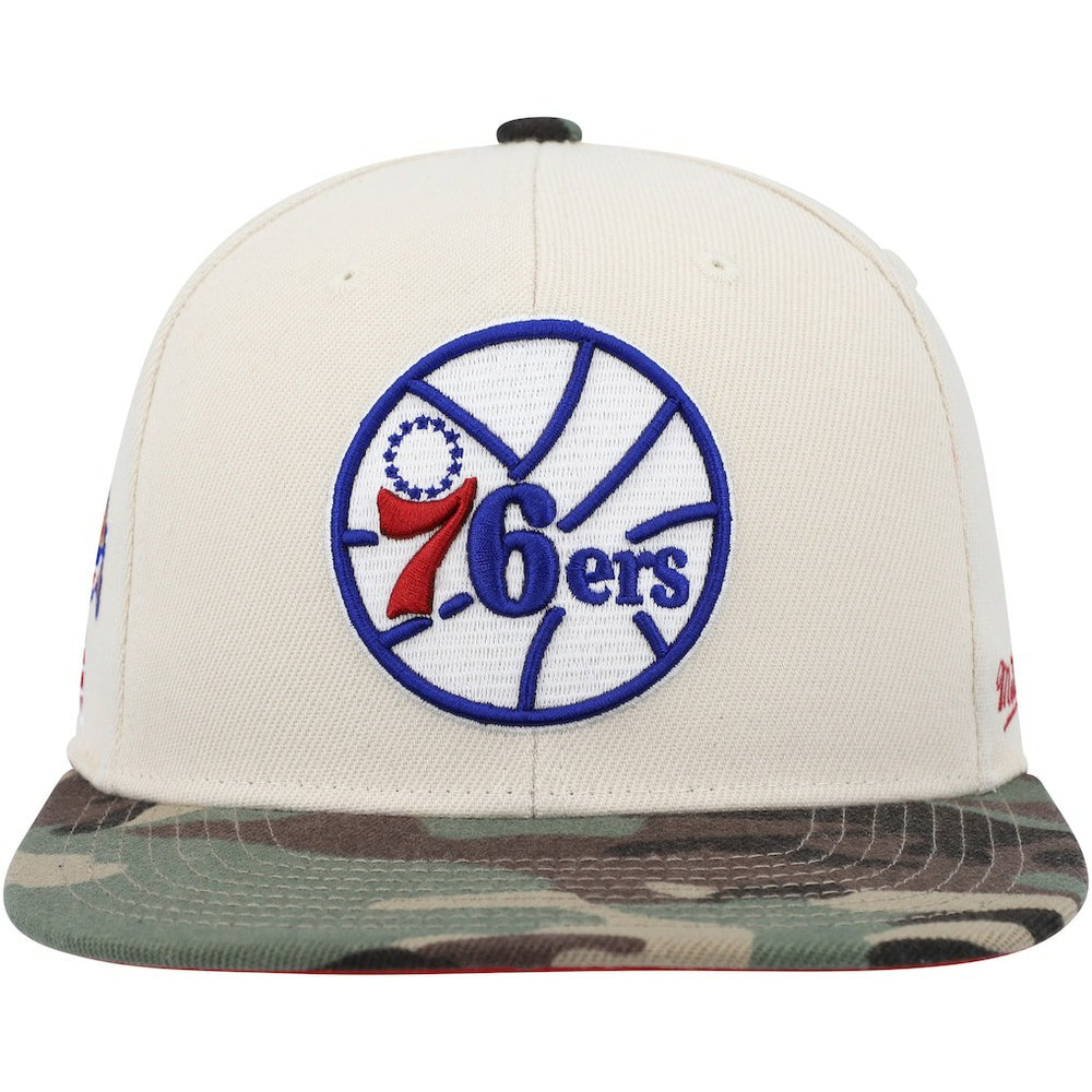 NBA Philadelphia 76ers Hardwood Classics 1976 NBA All-Star Game Off White Camo Fitted Hat