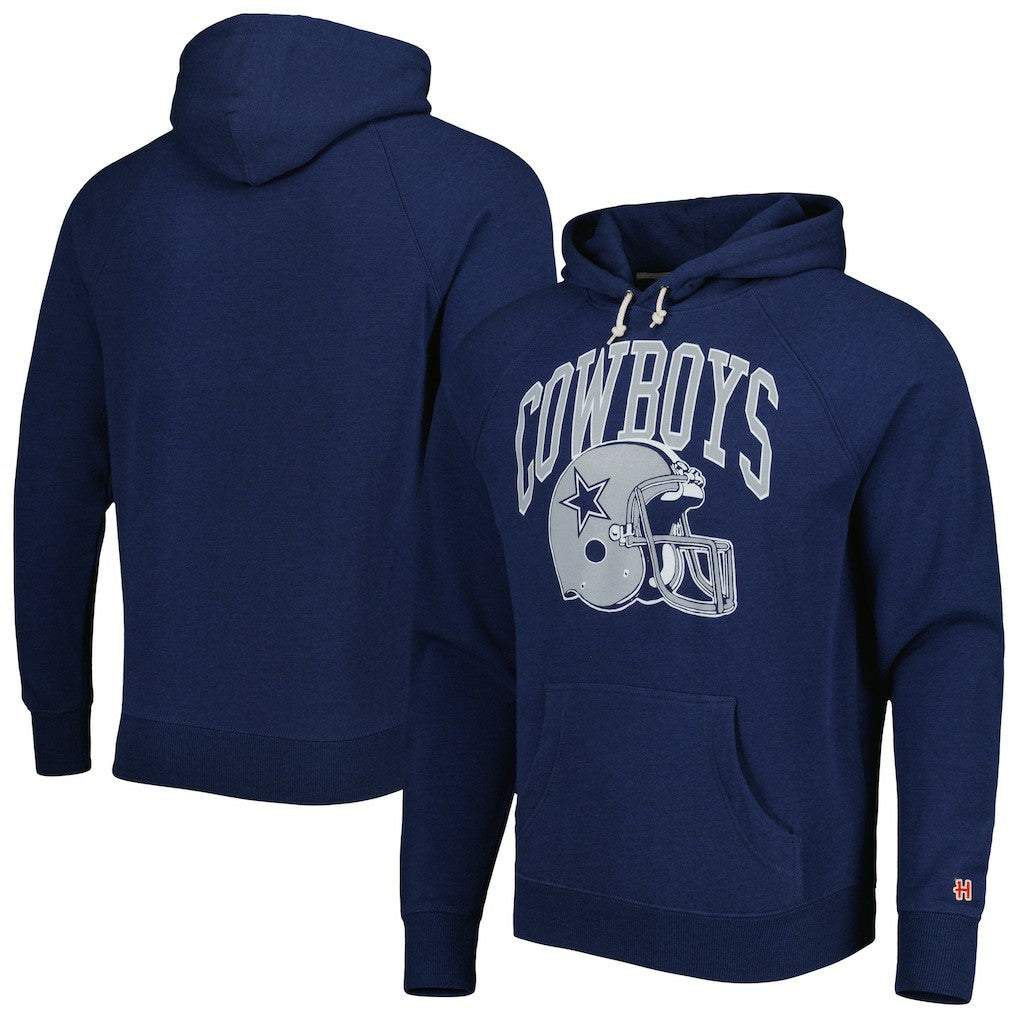 Homage Retro Helmet Tri-Blend Raglan Pullover Hoodie - Dallas Cowboys