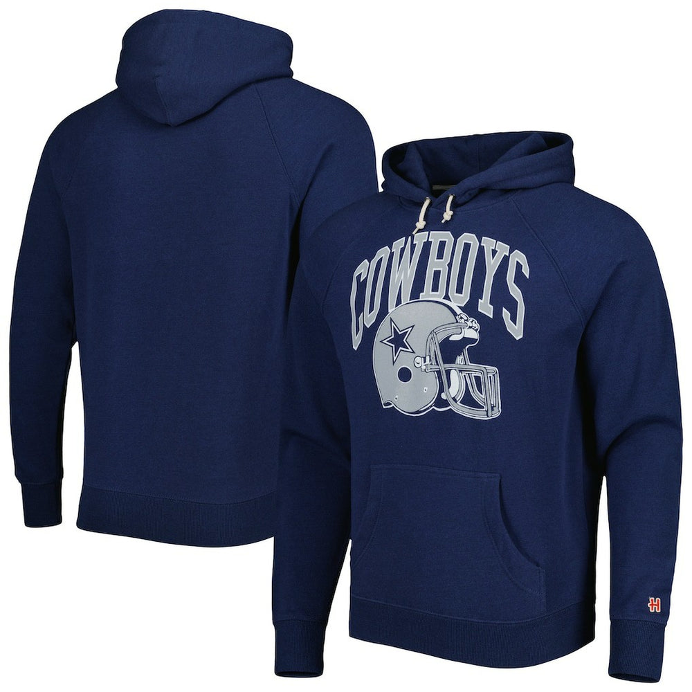 Homage Retro Helmet Tri-Blend Raglan Pullover Hoodie - Dallas Cowboys