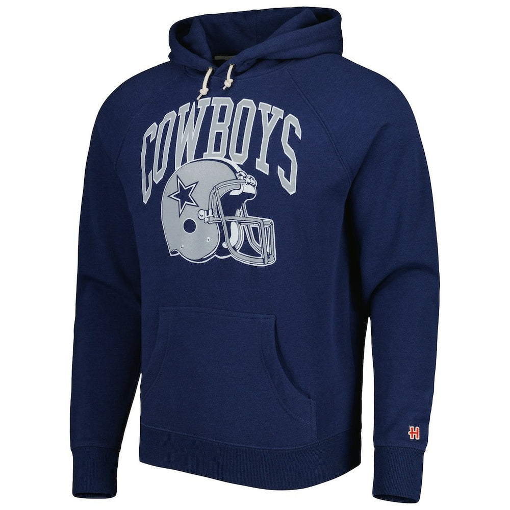 Homage Retro Helmet Tri-Blend Raglan Pullover Hoodie - Dallas Cowboys