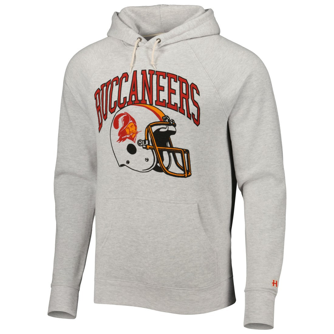Homage Retro Helmet Tri-Blend Raglan Pullover Hoodie - Tampa Bay Buccaneers