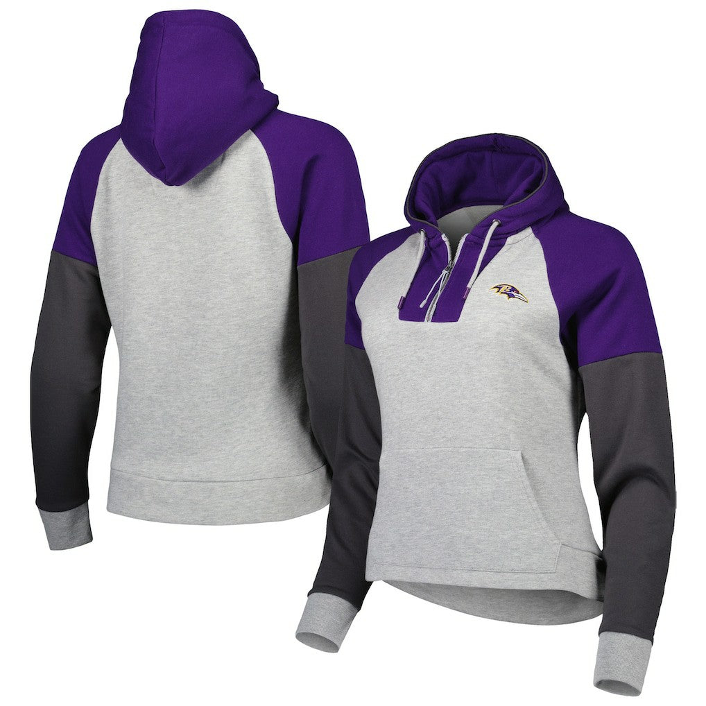 Antigua Women's Lightweight Jackpot Raglan Half-Zip Pullover Hoodie - Baltimore Ravens