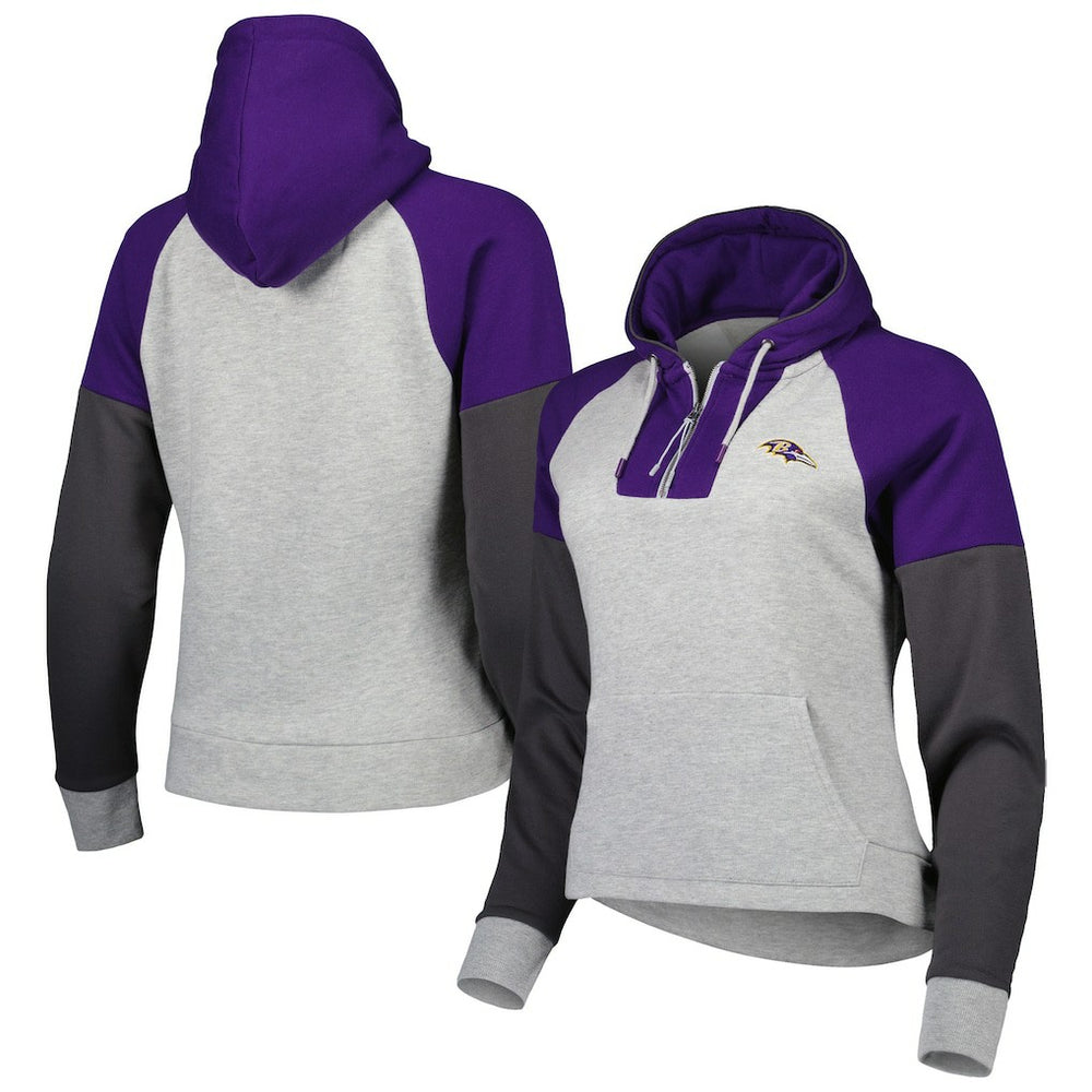 Antigua Women's Lightweight Jackpot Raglan Half-Zip Pullover Hoodie - Baltimore Ravens