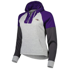 Antigua Women's Lightweight Jackpot Raglan Half-Zip Pullover Hoodie - Baltimore Ravens