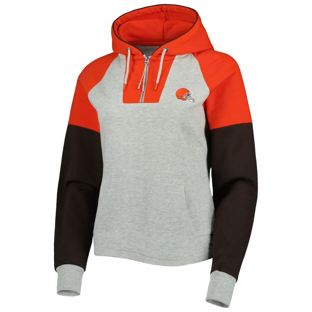 Antigua Women's Lightweight Jackpot Raglan Half-Zip Pullover Hoodie - Cleveland Browns
