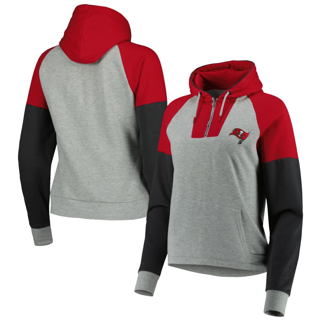 Antigua Women's Lightweight Jackpot Raglan Half-Zip Pullover Hoodie - Tampa Bay Buccaneers