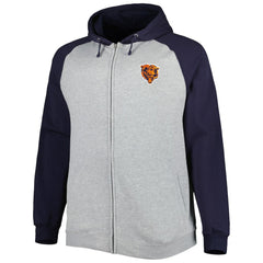 Big & Tall Fleece Raglan Full-Zip Hoodie Jacket - Chicago Bears