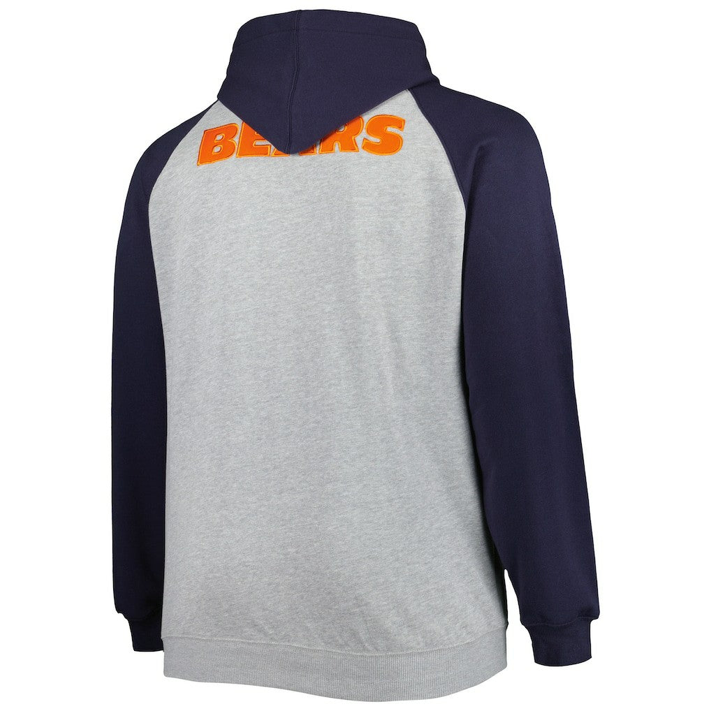 Big & Tall Fleece Raglan Full-Zip Hoodie Jacket - Chicago Bears