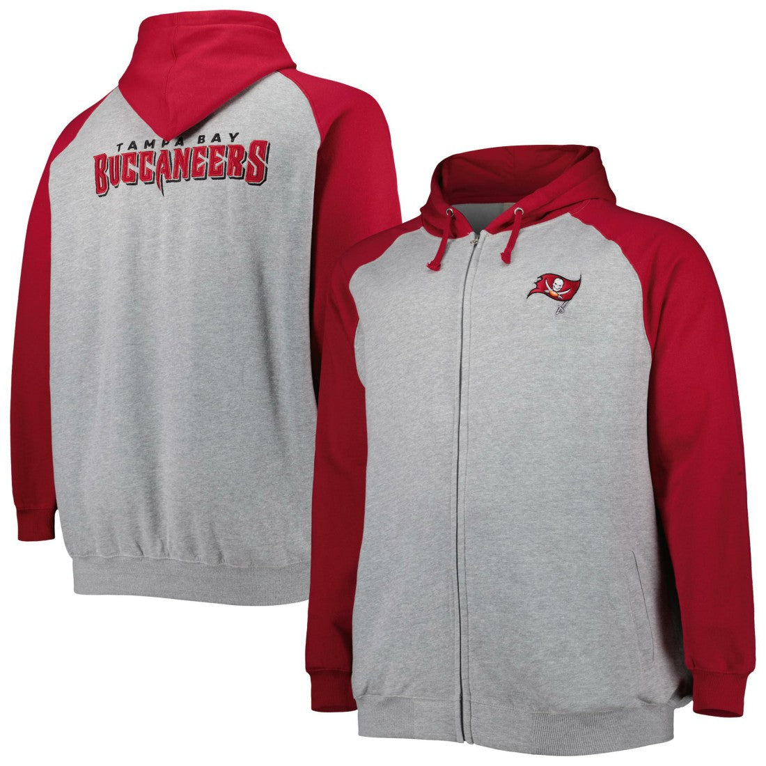 Big & Tall Fleece Raglan Full-Zip Hoodie Jacket - Tampa Bay Buccaneers