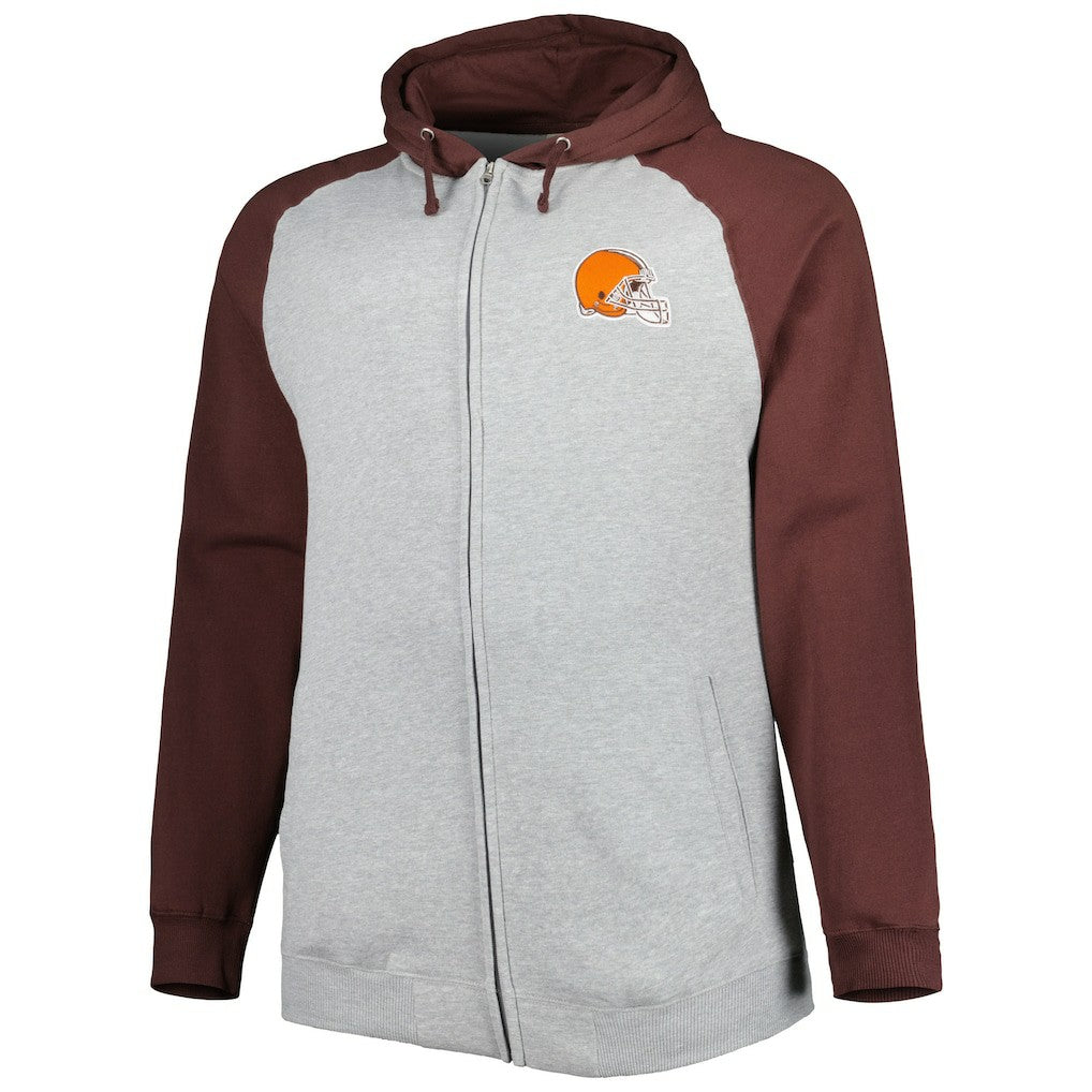 Big & Tall Fleece Raglan Full-Zip Hoodie Jacket - Cleveland Browns