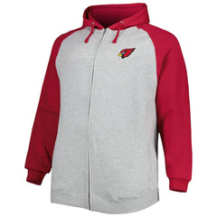 Big & Tall Fleece Raglan Full-Zip Hoodie Jacket - Arizona Cardinals