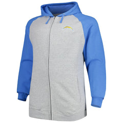 Big & Tall Fleece Raglan Full-Zip Hoodie Jacket - Los Angeles Chargers