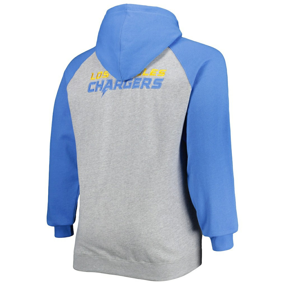 Big & Tall Fleece Raglan Full-Zip Hoodie Jacket - Los Angeles Chargers