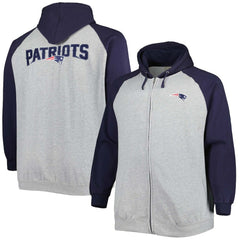 Big & Tall Fleece Raglan Full-Zip Hoodie Jacket - New England Patriots