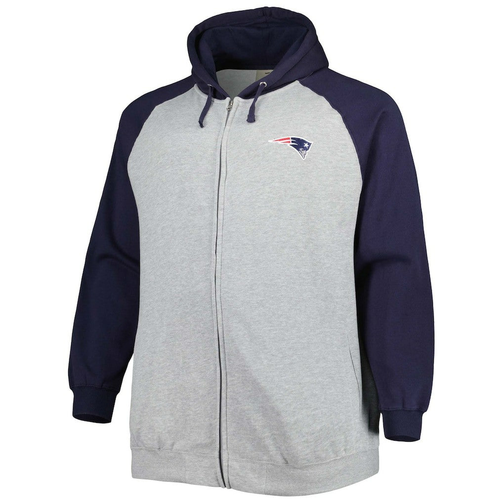 Big & Tall Fleece Raglan Full-Zip Hoodie Jacket - New England Patriots