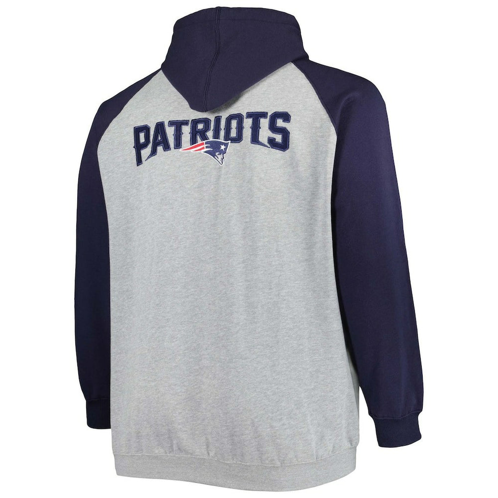 Big & Tall Fleece Raglan Full-Zip Hoodie Jacket - New England Patriots