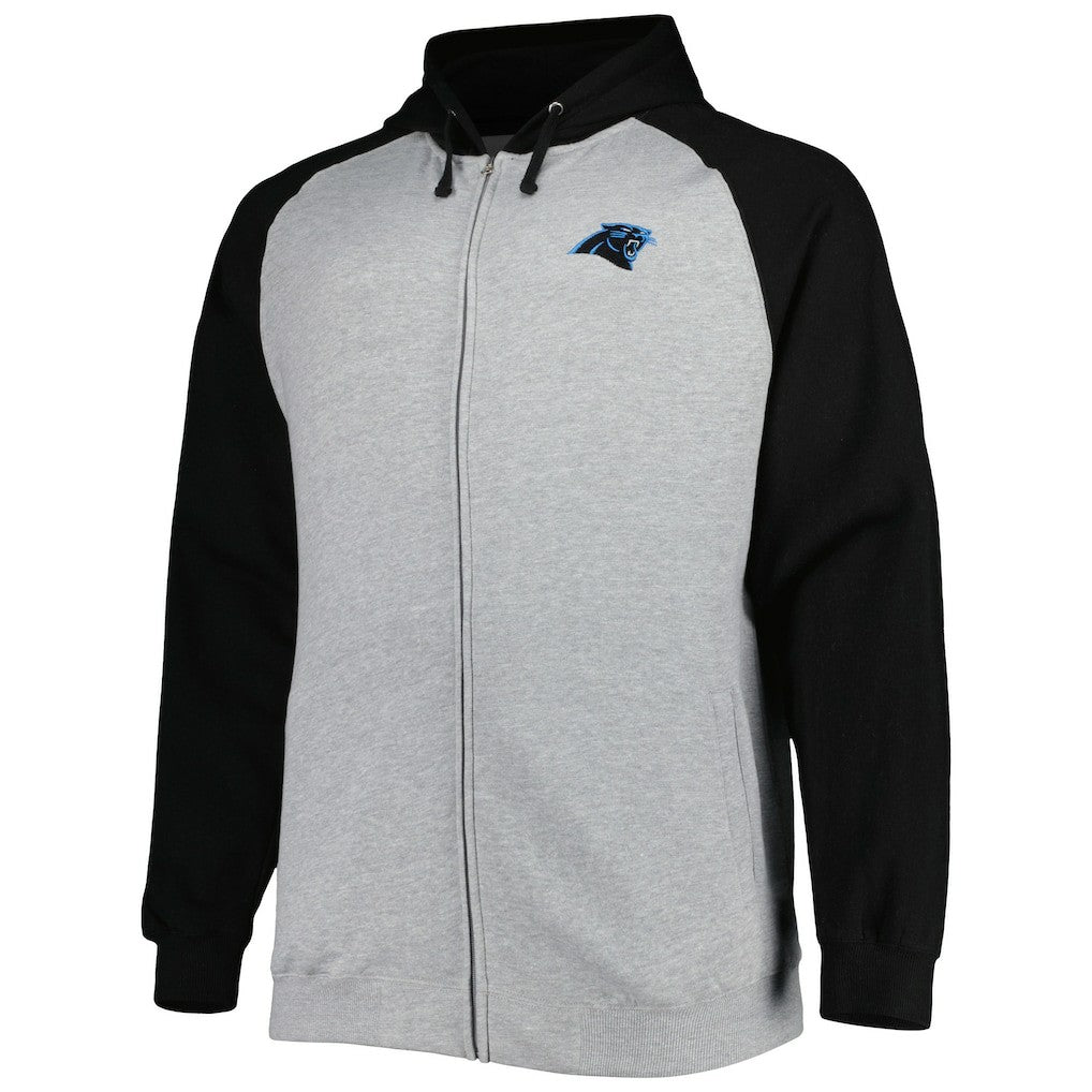 Big & Tall Fleece Raglan Full-Zip Hoodie Jacket - Carolina Panthers