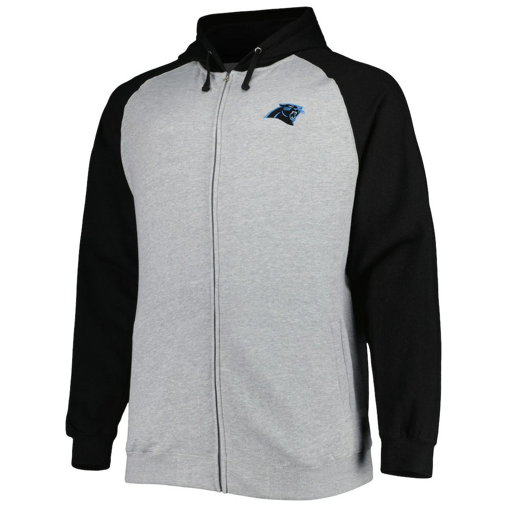 Big & Tall Fleece Raglan Full-Zip Hoodie Jacket - Carolina Panthers