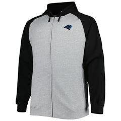 Big & Tall Fleece Raglan Full-Zip Hoodie Jacket - Carolina Panthers