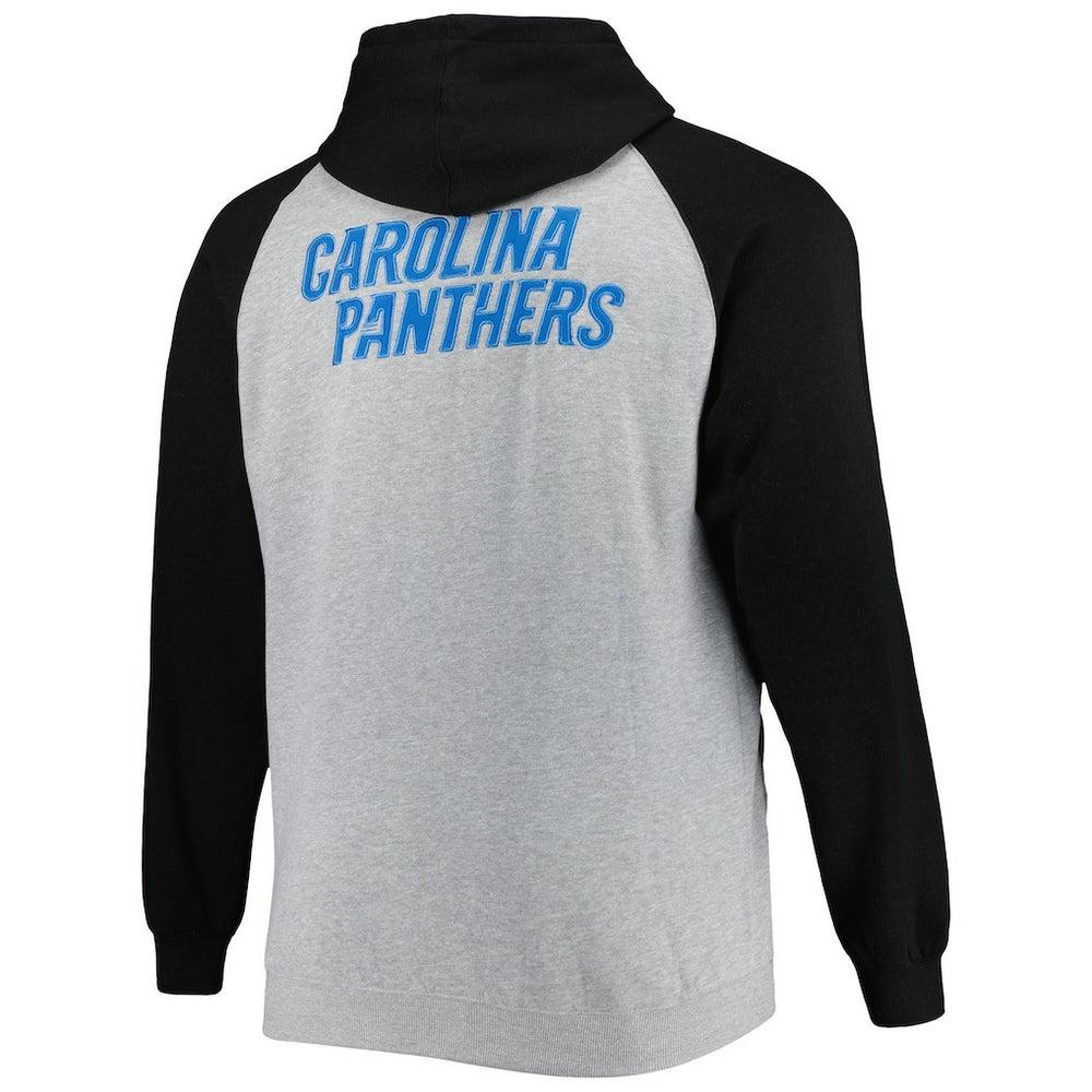 Big & Tall Fleece Raglan Full-Zip Hoodie Jacket - Carolina Panthers